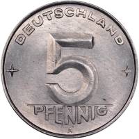 (№1952km6) Монета Германия (ГДР) 1952 год 5 Pfennig